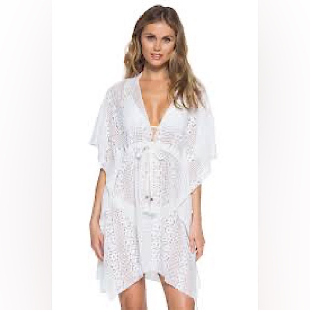 Becca by Rebecca Virtue White Tunic Swim Cover-Up Size XS/S